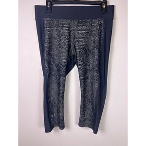 Under Armour Womens XL HeatGear Compression Capri Leggings Black Silver Metallic